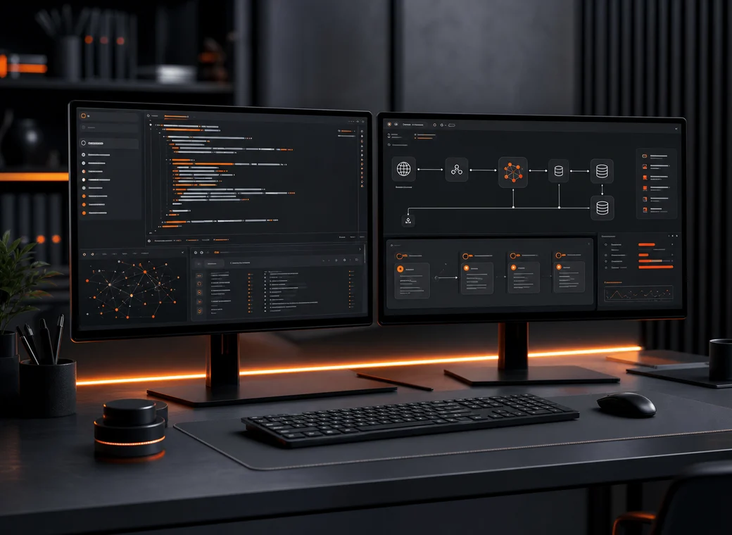 egyedi webfejlesztés programozás két monitoron